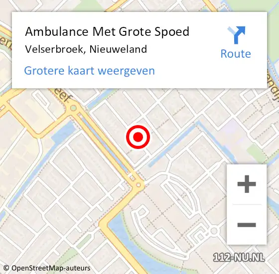 Locatie op kaart van de 112 melding: Ambulance Met Grote Spoed Naar Velserbroek, Nieuweland op 15 oktober 2022 11:46