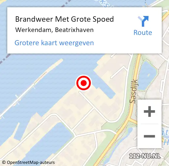 Locatie op kaart van de 112 melding: Brandweer Met Grote Spoed Naar Werkendam, Beatrixhaven op 15 oktober 2022 12:03