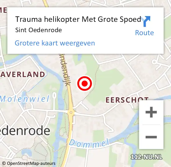 Locatie op kaart van de 112 melding: Trauma helikopter Met Grote Spoed Naar Sint Oedenrode op 15 oktober 2022 12:13