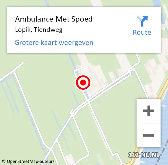 Locatie op kaart van de 112 melding: Ambulance Met Spoed Naar Lopik, Tiendweg op 15 oktober 2022 12:14