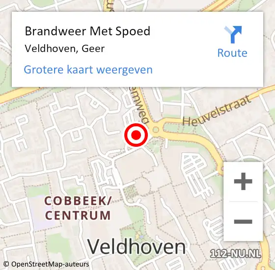 Locatie op kaart van de 112 melding: Brandweer Met Spoed Naar Veldhoven, Geer op 15 oktober 2022 12:55