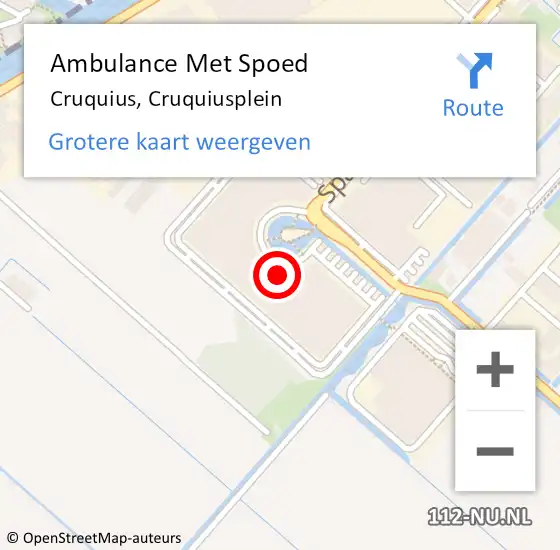 Locatie op kaart van de 112 melding: Ambulance Met Spoed Naar Cruquius, Cruquiusplein op 15 oktober 2022 12:57