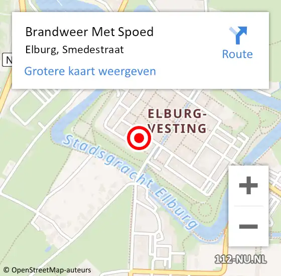 Locatie op kaart van de 112 melding: Brandweer Met Spoed Naar Elburg, Smedestraat op 15 oktober 2022 13:05