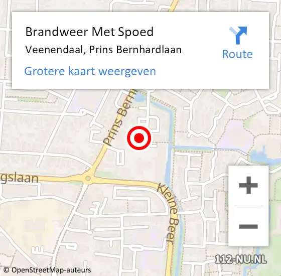 Locatie op kaart van de 112 melding: Brandweer Met Spoed Naar Veenendaal, Prins Bernhardlaan op 15 oktober 2022 13:09