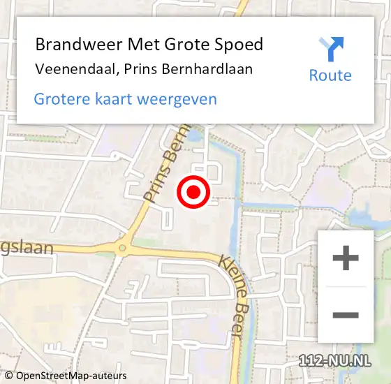 Locatie op kaart van de 112 melding: Brandweer Met Grote Spoed Naar Veenendaal, Prins Bernhardlaan op 15 oktober 2022 13:10