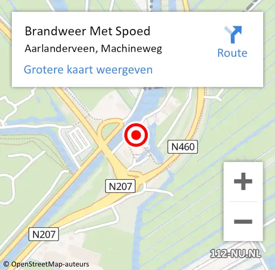 Locatie op kaart van de 112 melding: Brandweer Met Spoed Naar Aarlanderveen, Machineweg op 15 oktober 2022 13:28