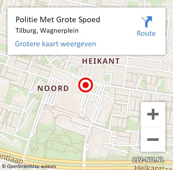 Locatie op kaart van de 112 melding: Politie Met Grote Spoed Naar Tilburg, Wagnerplein op 15 oktober 2022 13:31