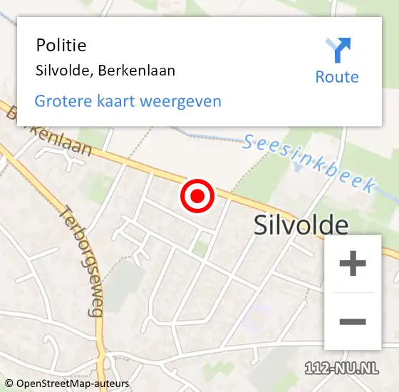 Locatie op kaart van de 112 melding: Politie Silvolde, Berkenlaan op 15 oktober 2022 13:52