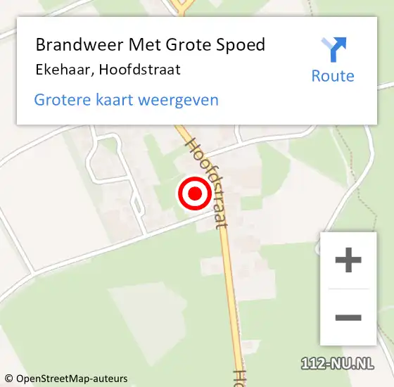 Locatie op kaart van de 112 melding: Brandweer Met Grote Spoed Naar Ekehaar, Hoofdstraat op 15 oktober 2022 14:02