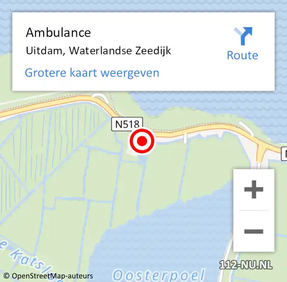 Locatie op kaart van de 112 melding: Ambulance Uitdam, Waterlandse Zeedijk op 15 oktober 2022 14:25