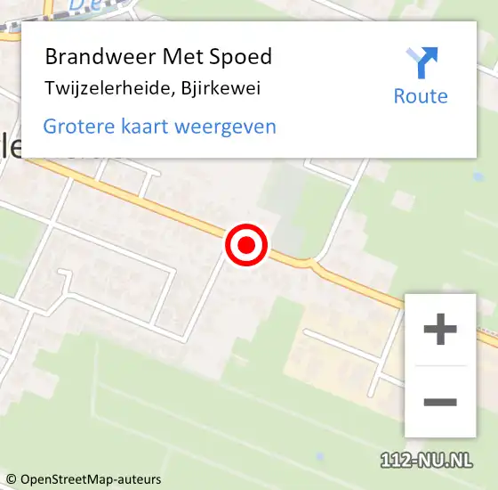 Locatie op kaart van de 112 melding: Brandweer Met Spoed Naar Twijzelerheide, Bjirkewei op 1 augustus 2014 15:41