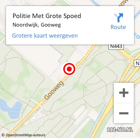 Locatie op kaart van de 112 melding: Politie Met Grote Spoed Naar Noordwijk, Gooweg op 15 oktober 2022 14:30