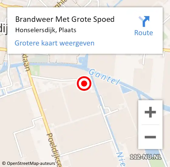 Locatie op kaart van de 112 melding: Brandweer Met Grote Spoed Naar Honselersdijk, Plaats op 15 oktober 2022 14:33