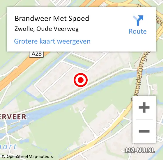 Locatie op kaart van de 112 melding: Brandweer Met Spoed Naar Zwolle, Oude Veerweg op 15 oktober 2022 15:00