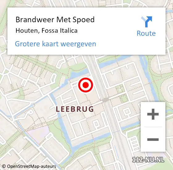 Locatie op kaart van de 112 melding: Brandweer Met Spoed Naar Houten, Fossa Italica op 15 oktober 2022 15:01