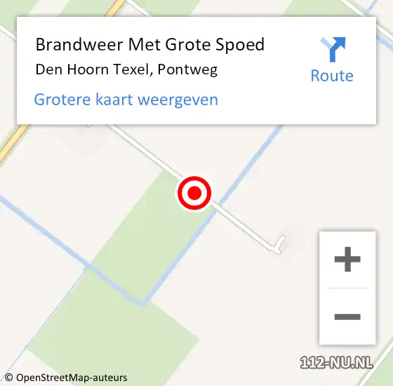 Locatie op kaart van de 112 melding: Brandweer Met Grote Spoed Naar Den Hoorn Texel, Pontweg op 1 augustus 2014 15:47