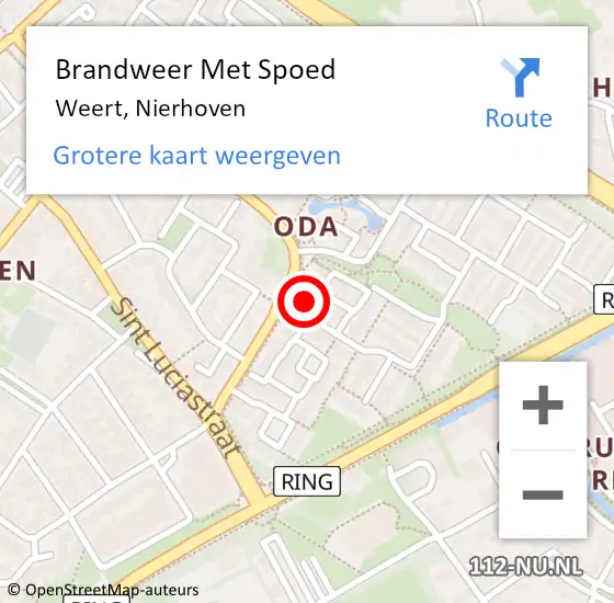 Locatie op kaart van de 112 melding: Brandweer Met Spoed Naar Weert, Nierhoven op 15 oktober 2022 15:50