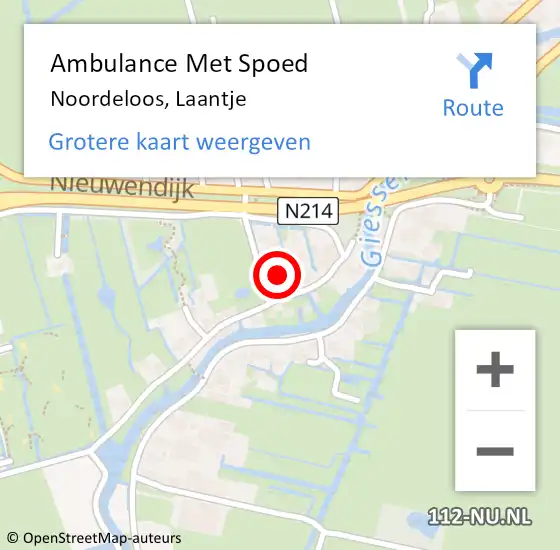 Locatie op kaart van de 112 melding: Ambulance Met Spoed Naar Noordeloos, Laantje op 15 oktober 2022 15:51