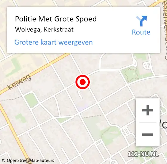 Locatie op kaart van de 112 melding: Politie Met Grote Spoed Naar Wolvega, Kerkstraat op 15 oktober 2022 15:58