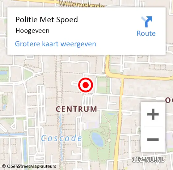 Locatie op kaart van de 112 melding: Politie Met Spoed Naar Hoogeveen op 15 oktober 2022 16:04