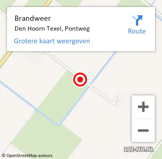 Locatie op kaart van de 112 melding: Brandweer Den Hoorn Texel, Pontweg op 1 augustus 2014 15:49