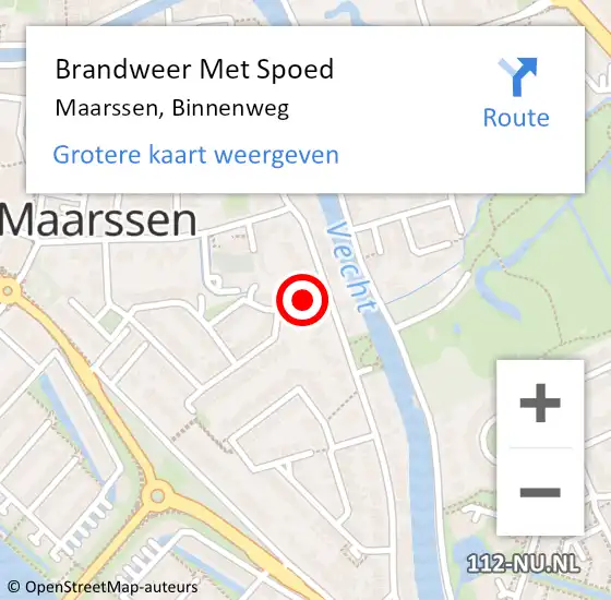 Locatie op kaart van de 112 melding: Brandweer Met Spoed Naar Maarssen, Binnenweg op 15 oktober 2022 16:23