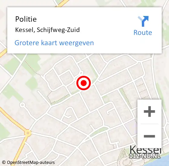 Locatie op kaart van de 112 melding: Politie Kessel, Schijfweg-Zuid op 15 oktober 2022 16:31