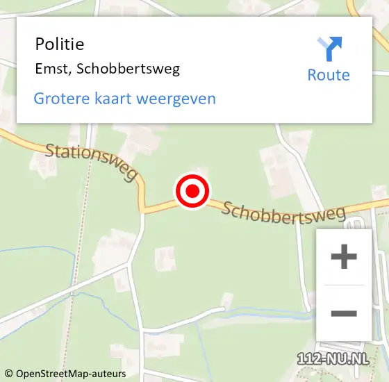 Locatie op kaart van de 112 melding: Politie Emst, Schobbertsweg op 15 oktober 2022 16:39