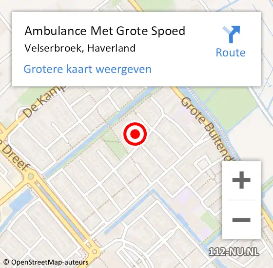 Locatie op kaart van de 112 melding: Ambulance Met Grote Spoed Naar Velserbroek, Haverland op 15 oktober 2022 16:48