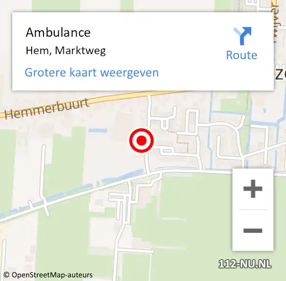 Locatie op kaart van de 112 melding: Ambulance Hem, Marktweg op 15 oktober 2022 16:51