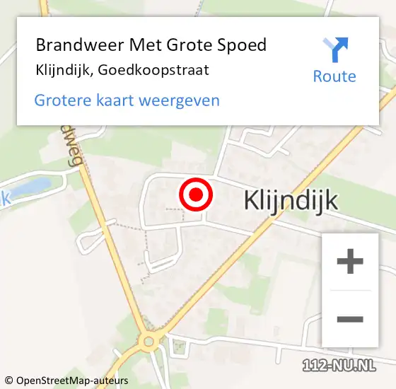 Locatie op kaart van de 112 melding: Brandweer Met Grote Spoed Naar Klijndijk, Goedkoopstraat op 15 oktober 2022 17:32