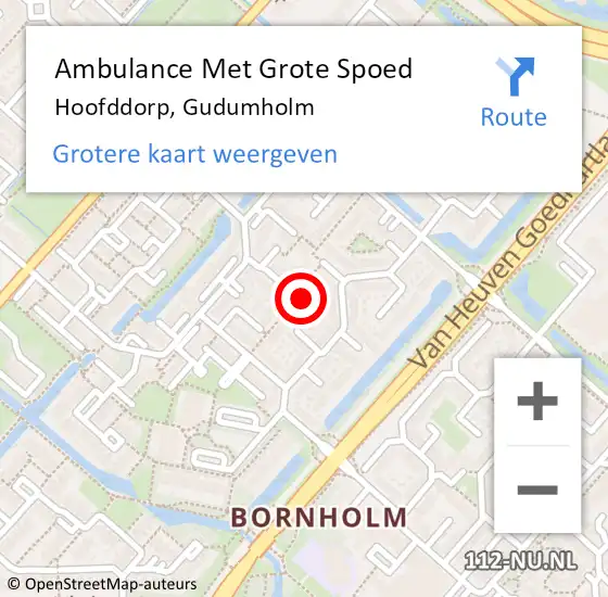 Locatie op kaart van de 112 melding: Ambulance Met Grote Spoed Naar Hoofddorp, Gudumholm op 15 oktober 2022 18:02