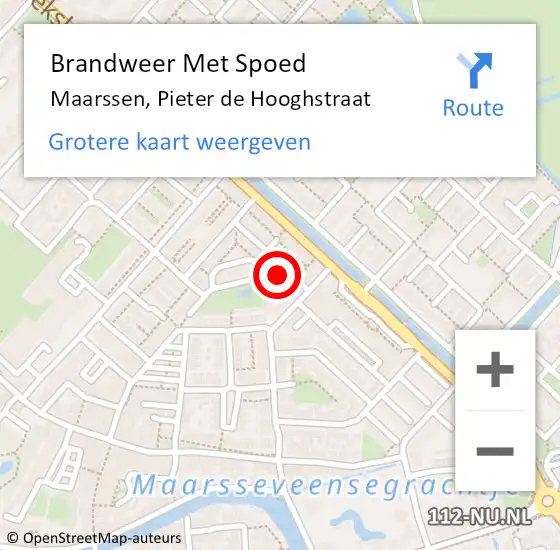 Locatie op kaart van de 112 melding: Brandweer Met Spoed Naar Maarssen, Pieter de Hooghstraat op 15 oktober 2022 18:06