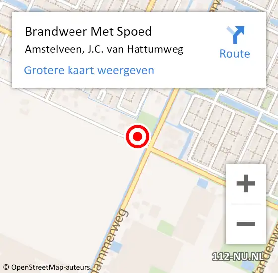 Locatie op kaart van de 112 melding: Brandweer Met Spoed Naar Amstelveen, J.C. van Hattumweg op 15 oktober 2022 18:08
