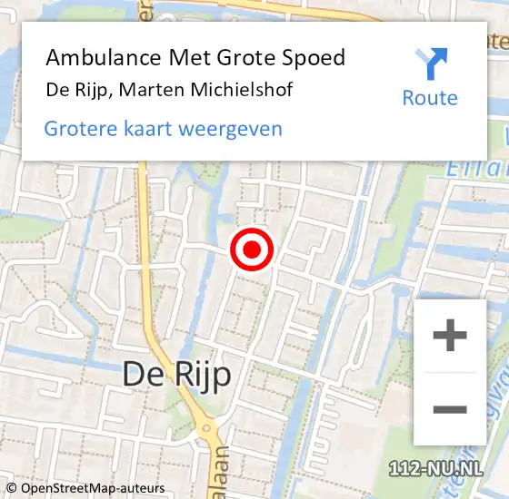 Locatie op kaart van de 112 melding: Ambulance Met Grote Spoed Naar De Rijp, Marten Michielshof op 15 oktober 2022 18:12