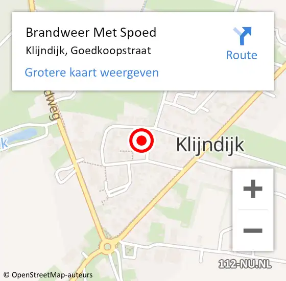 Locatie op kaart van de 112 melding: Brandweer Met Spoed Naar Klijndijk, Goedkoopstraat op 15 oktober 2022 18:22