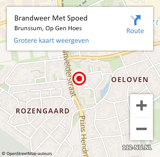 Locatie op kaart van de 112 melding: Brandweer Met Spoed Naar Brunssum, Op Gen Hoes op 15 oktober 2022 18:47