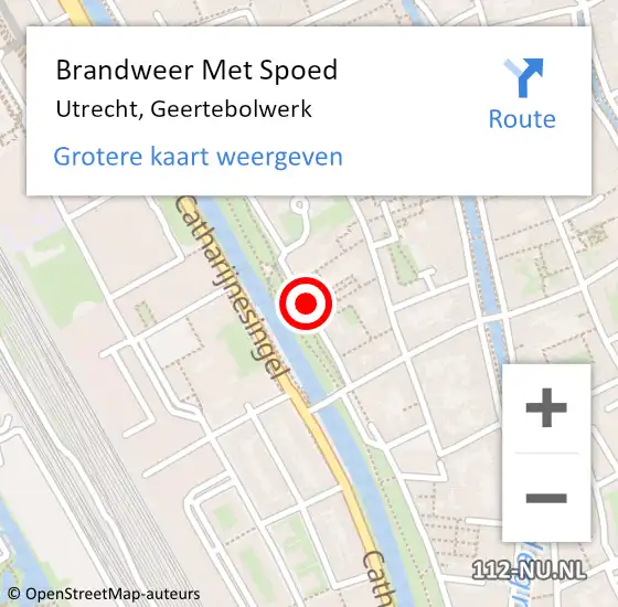 Locatie op kaart van de 112 melding: Brandweer Met Spoed Naar Utrecht, Geertebolwerk op 15 oktober 2022 19:05