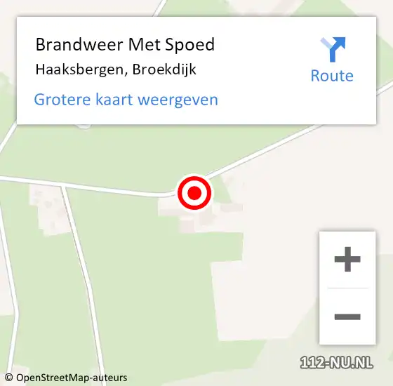 Locatie op kaart van de 112 melding: Brandweer Met Spoed Naar Haaksbergen, Broekdijk op 15 oktober 2022 19:09