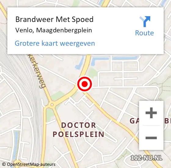 Locatie op kaart van de 112 melding: Brandweer Met Spoed Naar Venlo, Maagdenbergplein op 15 oktober 2022 19:18