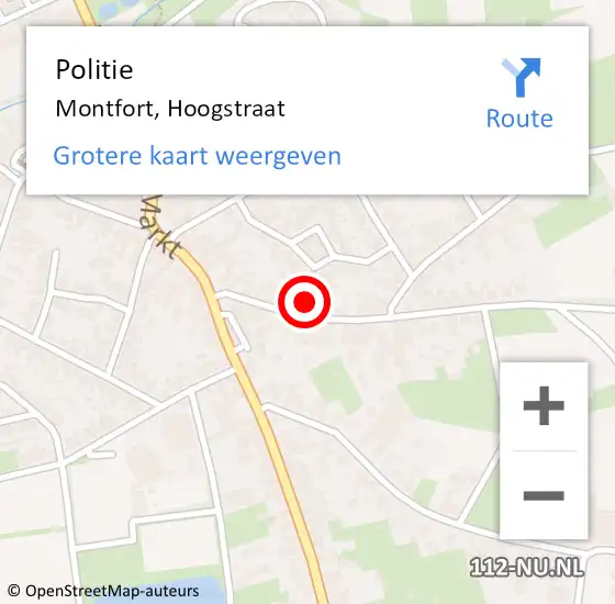 Locatie op kaart van de 112 melding: Politie Montfort, Hoogstraat op 15 oktober 2022 19:22