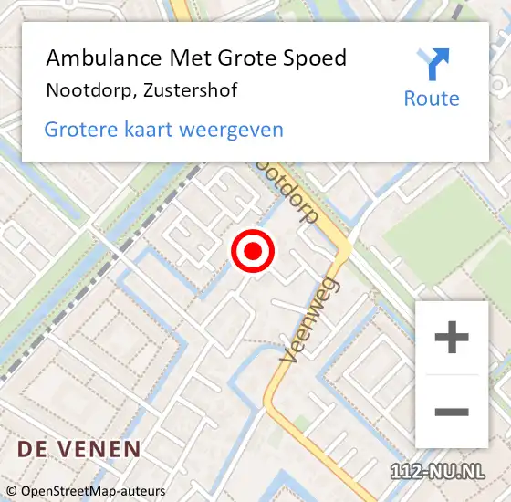 Locatie op kaart van de 112 melding: Ambulance Met Grote Spoed Naar Nootdorp, Zustershof op 15 oktober 2022 19:29