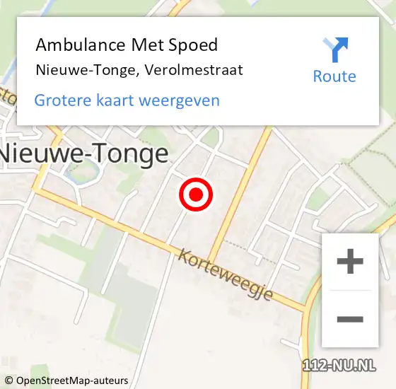 Locatie op kaart van de 112 melding: Ambulance Met Spoed Naar Nieuwe-Tonge, Verolmestraat op 15 oktober 2022 19:36