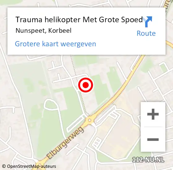 Locatie op kaart van de 112 melding: Trauma helikopter Met Grote Spoed Naar Nunspeet, Korbeel op 15 oktober 2022 19:42