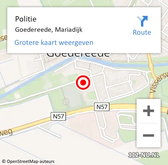 Locatie op kaart van de 112 melding: Politie Goedereede, Mariadijk op 15 oktober 2022 20:01