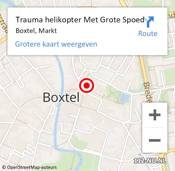 Locatie op kaart van de 112 melding: Trauma helikopter Met Grote Spoed Naar Boxtel, Markt op 15 oktober 2022 20:04