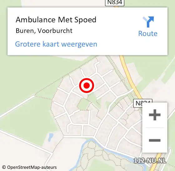 Locatie op kaart van de 112 melding: Ambulance Met Spoed Naar Buren, Voorburcht op 15 oktober 2022 20:08