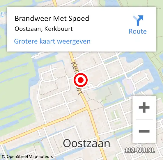 Locatie op kaart van de 112 melding: Brandweer Met Spoed Naar Oostzaan, Kerkbuurt op 15 oktober 2022 20:49