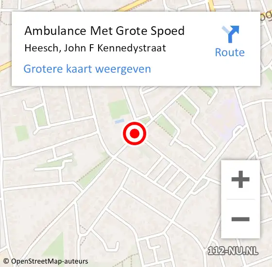 Locatie op kaart van de 112 melding: Ambulance Met Grote Spoed Naar Heesch, John F Kennedystraat op 1 augustus 2014 16:13
