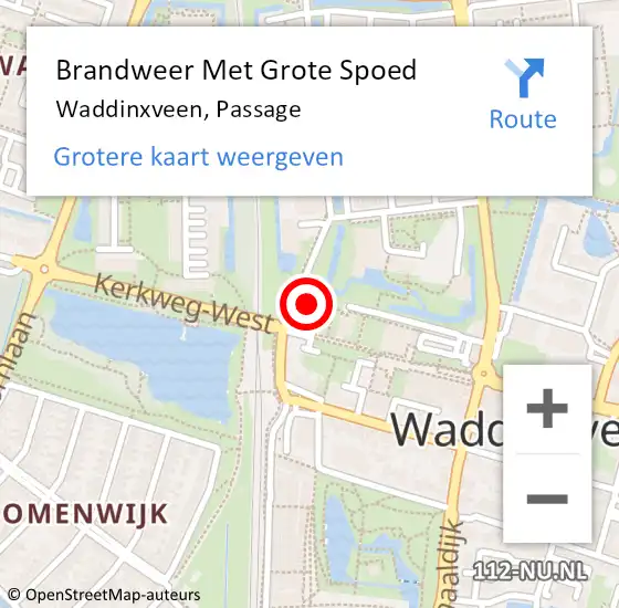 Locatie op kaart van de 112 melding: Brandweer Met Grote Spoed Naar Waddinxveen, Passage op 1 augustus 2014 16:14